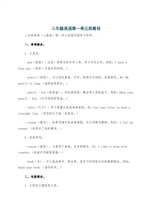 三年级英语第一单元思维导