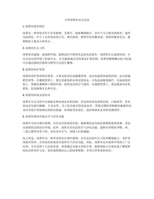 介绍绿萝知识点总结
