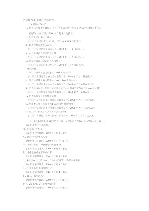 建设部禁止使用的建筑材料