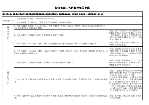投资监理相关工作及要求