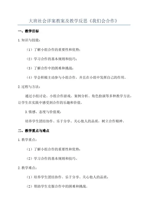 大班社会详案教案及教学反思《我们会合作》