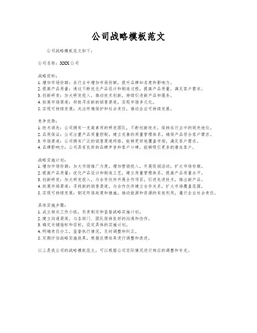 公司战略模板范文