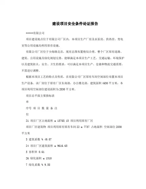建设项目安全条件论证报告