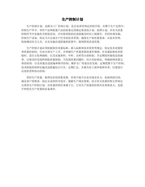 生产控制计划