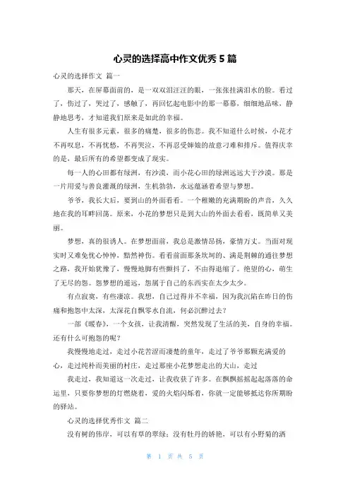 心灵的选择高中作文优秀5篇