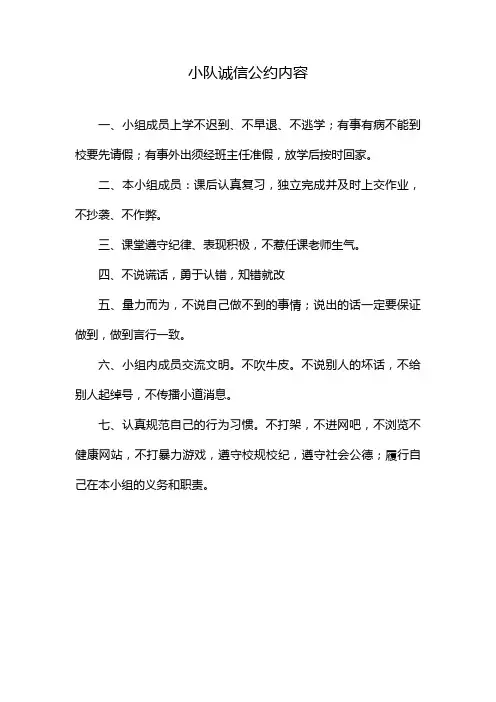 小队诚信公约内容