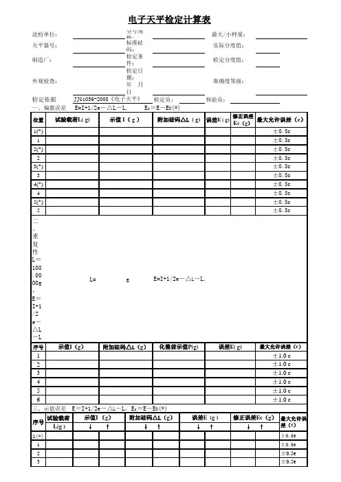 电子天平检定记录表