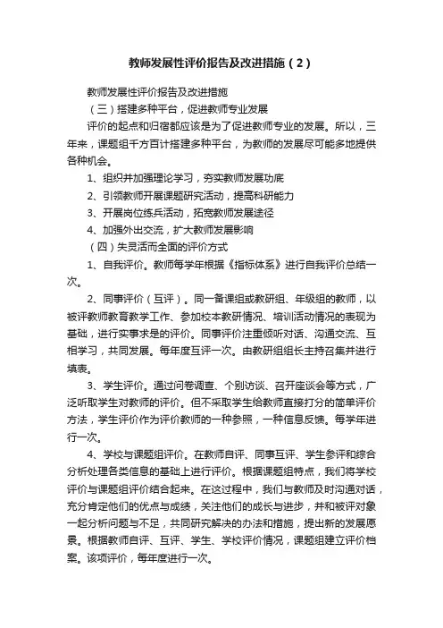 教师发展性评价报告及改进措施（2）