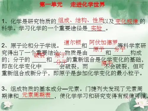 人教版初中化学上册知识点归纳ppt课件