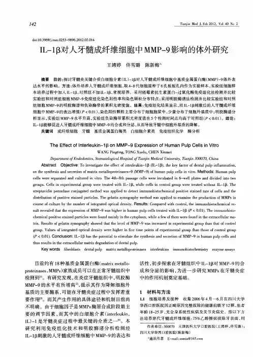 IL-1β对人牙髓成纤维细胞中MMP-9影响的体外研究