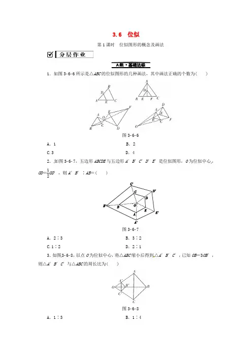 2019年秋九年级数学上册3.6位似第1课时位似图形的概念及画法分层作业
