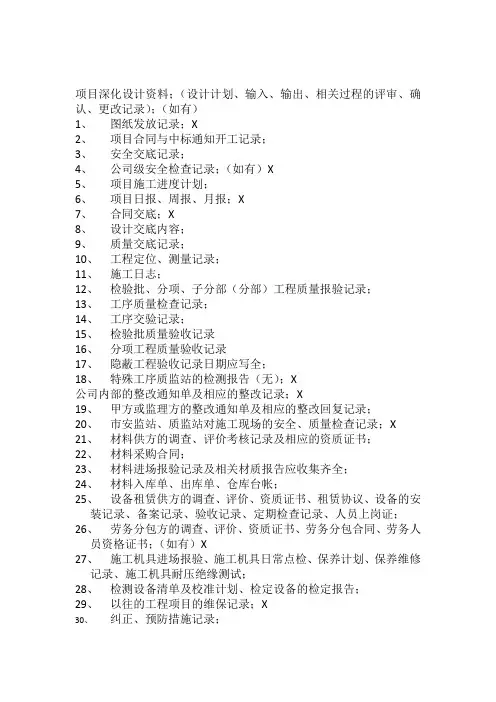 内审资料清单