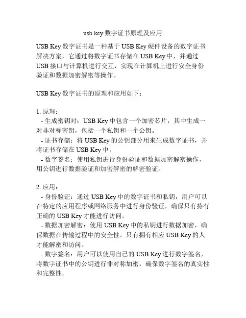 usb key数字证书原理及应用