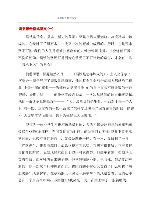 读书报告格式范文