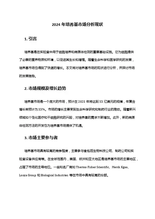 2024年培养基市场分析现状