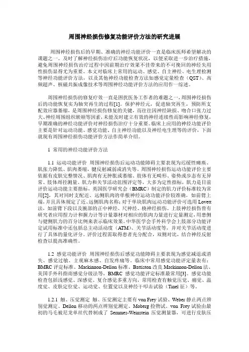 周围神经损伤修复功能评价方法的研究进展