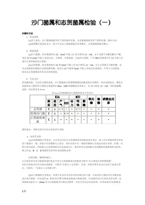 沙门菌属和志贺菌属检验