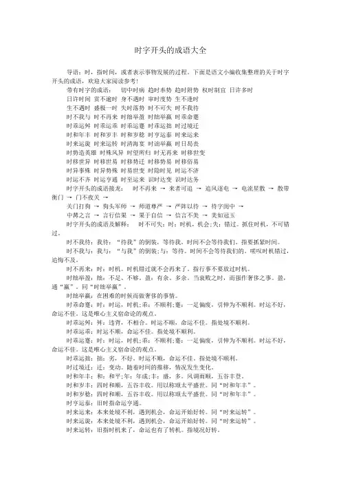时字开头的成语大全