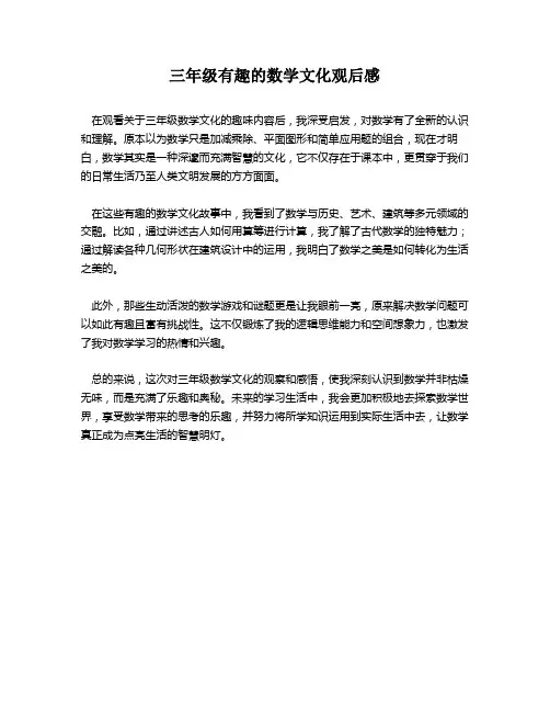 三年级有趣的数学文化观后感