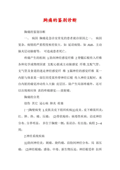 胸痛的鉴别诊断