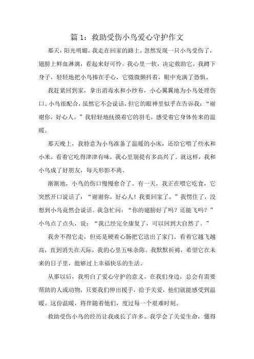 救助受伤小鸟爱心守护作文精选8篇