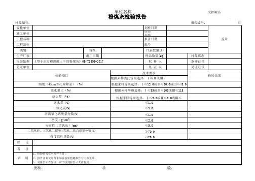 粉煤灰检测报告格式