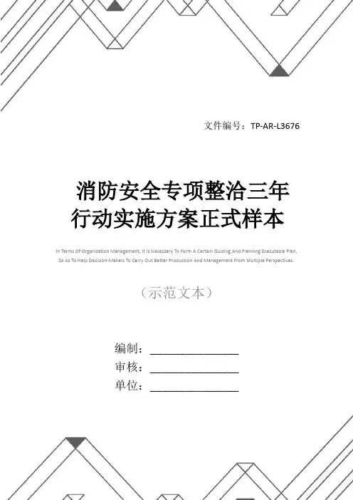 消防安全专项整洽三年行动实施方案正式样本