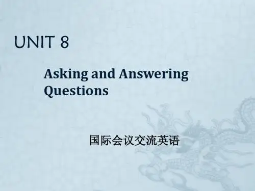 Unit 8 Asking & Answering Questions