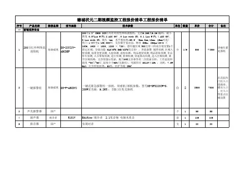 德城状元二期视频监控工程报价清单