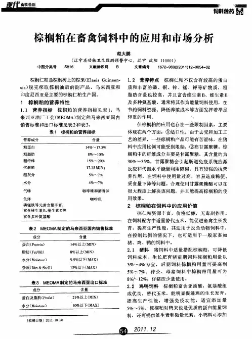 棕榈粕在畜禽饲料中的应用和市场分析