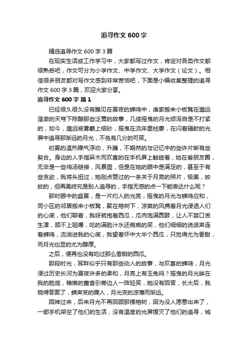 精选追寻作文600字3篇