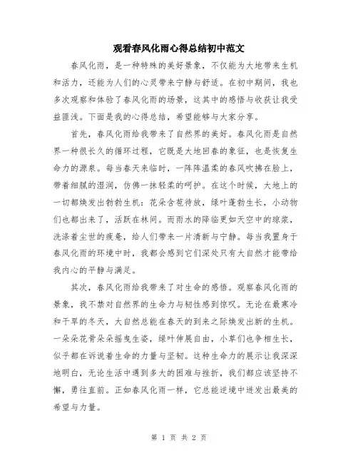 观看春风化雨心得总结初中范文