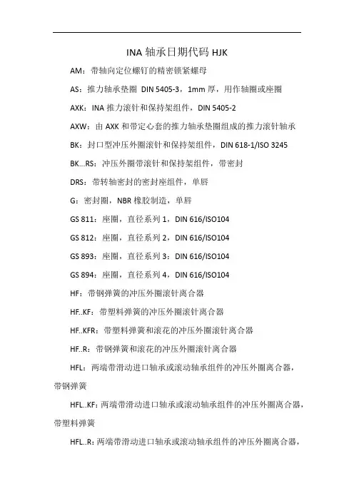 INA轴承日期代码HJK