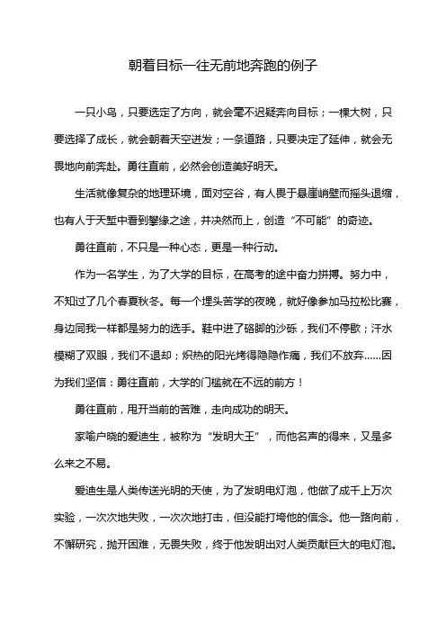 朝着目标一往无前地奔跑的例子