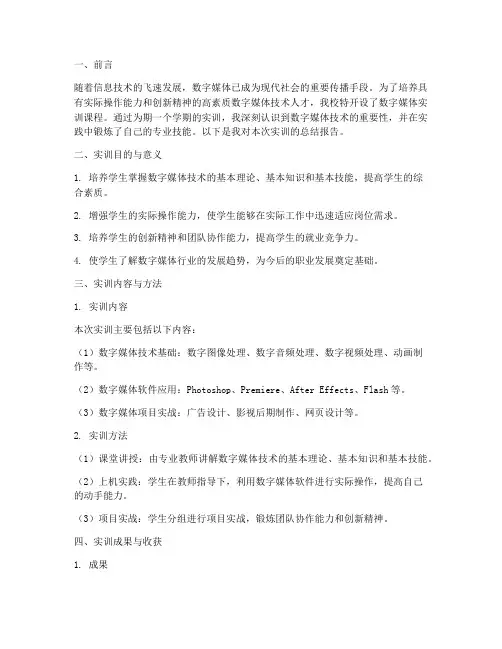 中职数字媒体实训总结报告