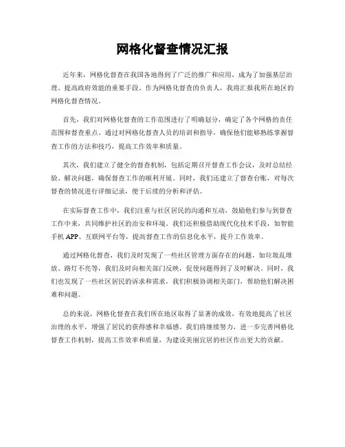 网格化督查情况汇报