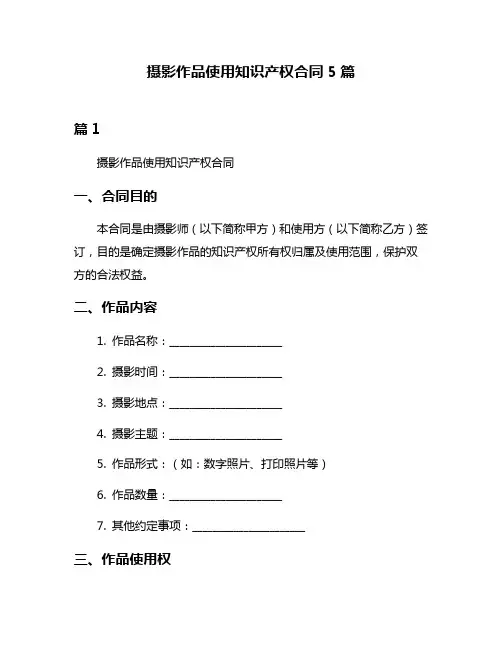 摄影作品使用知识产权合同5篇