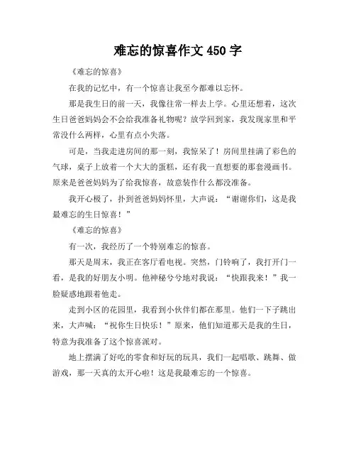 难忘的惊喜作文450字
