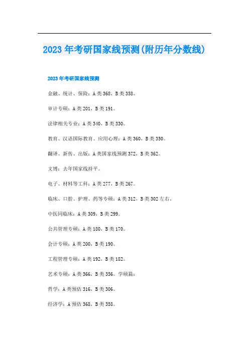 2023年考研国家线预测(附历年分数线)