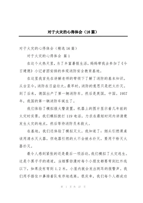 对于火灾的心得体会(16篇)