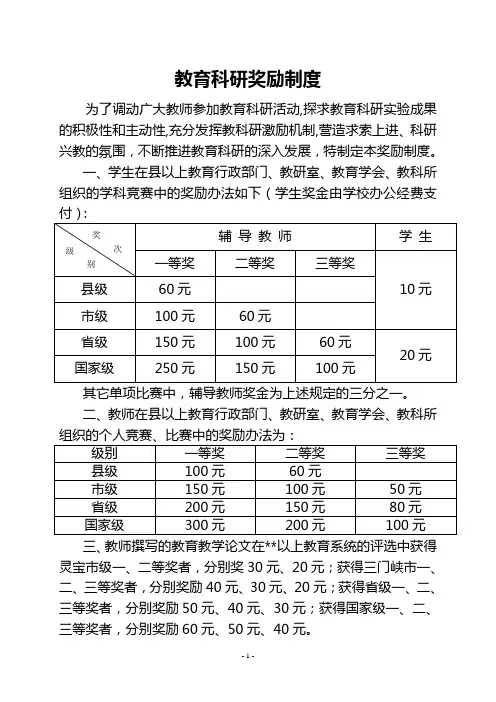 教育科研奖励制度
