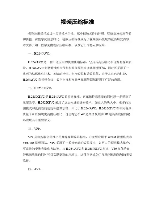 视频压缩标准