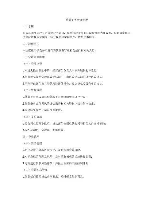 贷款业务管理制度