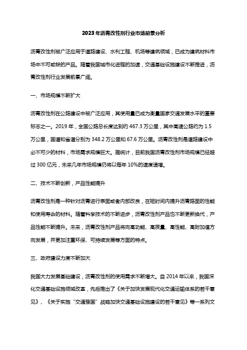 2023年沥青改性剂行业市场前景分析