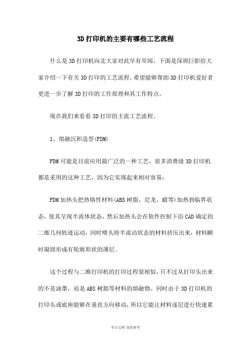3D打印机的主要有哪些工艺流程