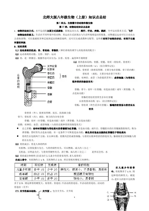 (完整版)北师大版八年级上册生物知识点总结(完美版面)
