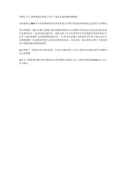 三年级去柳州博物馆观后感300字