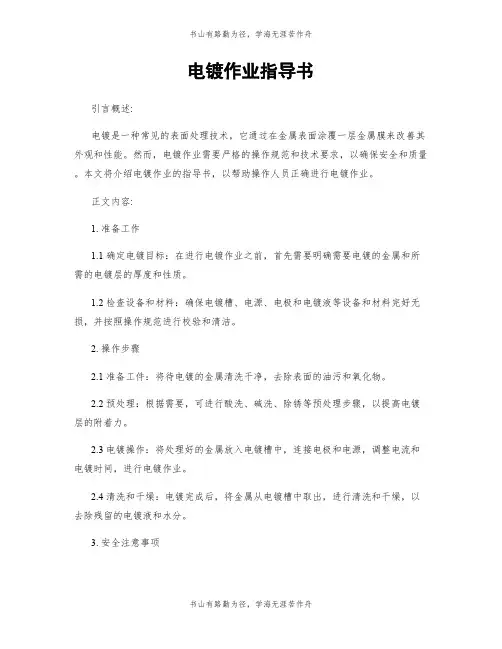 电镀作业指导书