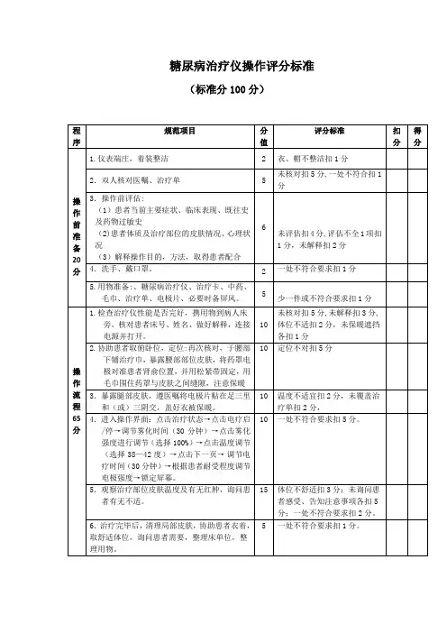 中药塌渍操作评分标准