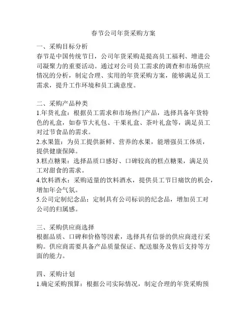 春节公司年货采购方案